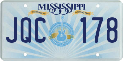 MS license plate JQC178