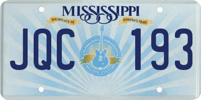 MS license plate JQC193