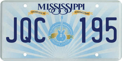 MS license plate JQC195