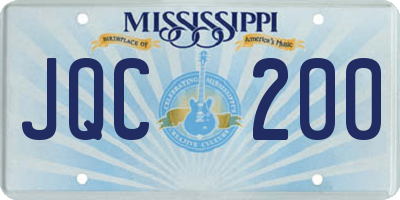 MS license plate JQC200