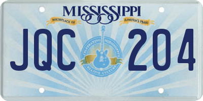 MS license plate JQC204