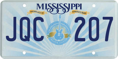 MS license plate JQC207