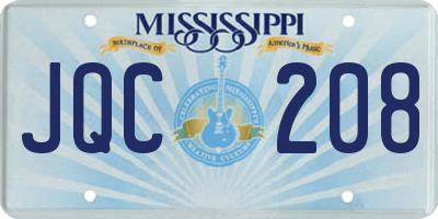 MS license plate JQC208