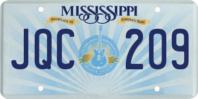 MS license plate JQC209