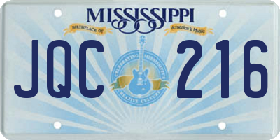 MS license plate JQC216