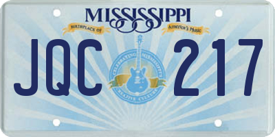 MS license plate JQC217