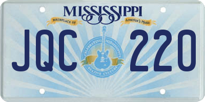 MS license plate JQC220