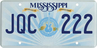 MS license plate JQC222