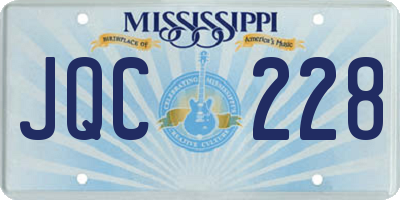 MS license plate JQC228