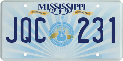 MS license plate JQC231
