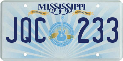 MS license plate JQC233