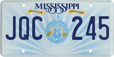 MS license plate JQC245