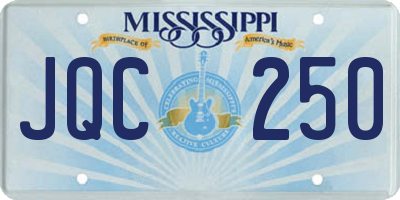 MS license plate JQC250