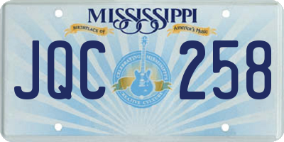 MS license plate JQC258
