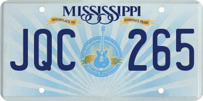 MS license plate JQC265
