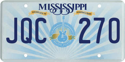 MS license plate JQC270