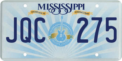 MS license plate JQC275
