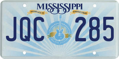 MS license plate JQC285