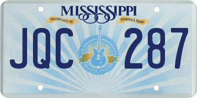 MS license plate JQC287