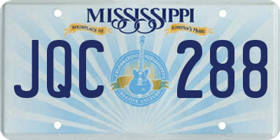 MS license plate JQC288