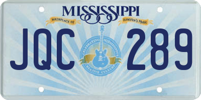 MS license plate JQC289