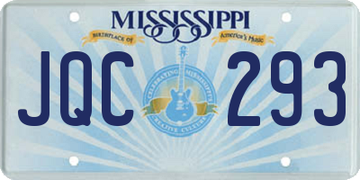 MS license plate JQC293