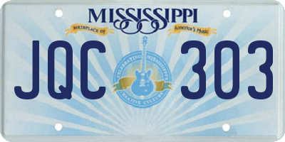 MS license plate JQC303