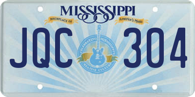 MS license plate JQC304
