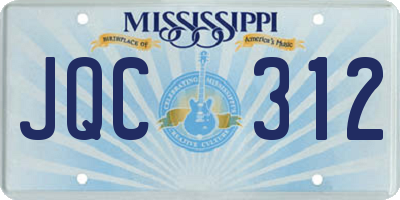 MS license plate JQC312