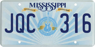 MS license plate JQC316