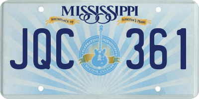 MS license plate JQC361