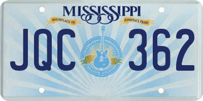 MS license plate JQC362