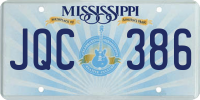 MS license plate JQC386