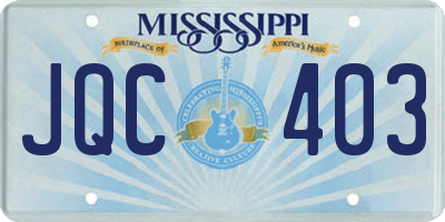 MS license plate JQC403