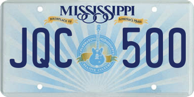 MS license plate JQC500