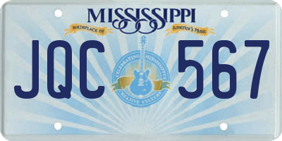 MS license plate JQC567