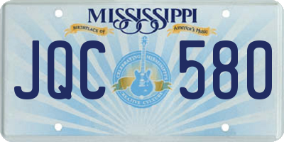 MS license plate JQC580