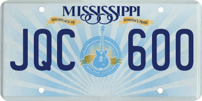 MS license plate JQC600