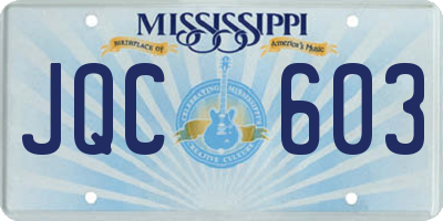 MS license plate JQC603