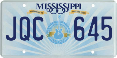 MS license plate JQC645