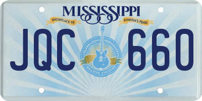 MS license plate JQC660