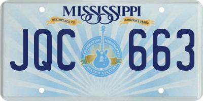MS license plate JQC663