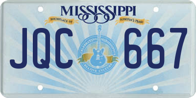 MS license plate JQC667