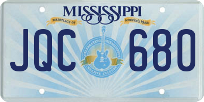 MS license plate JQC680