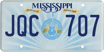 MS license plate JQC707
