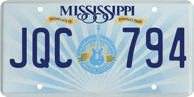 MS license plate JQC794