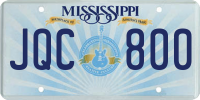 MS license plate JQC800