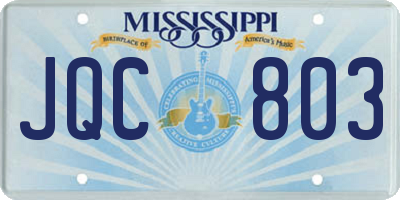 MS license plate JQC803