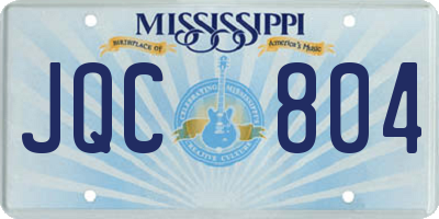 MS license plate JQC804