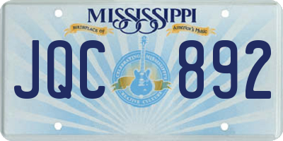 MS license plate JQC892